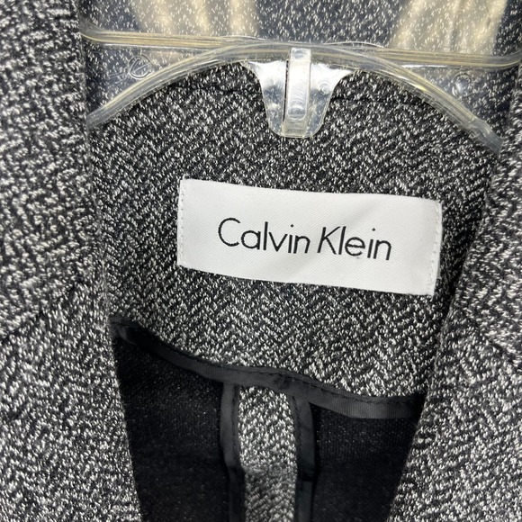Calvin Klein Womens Herringbone Tweed Blazer Jacket Single Button Office Career - Picture 10 of 16